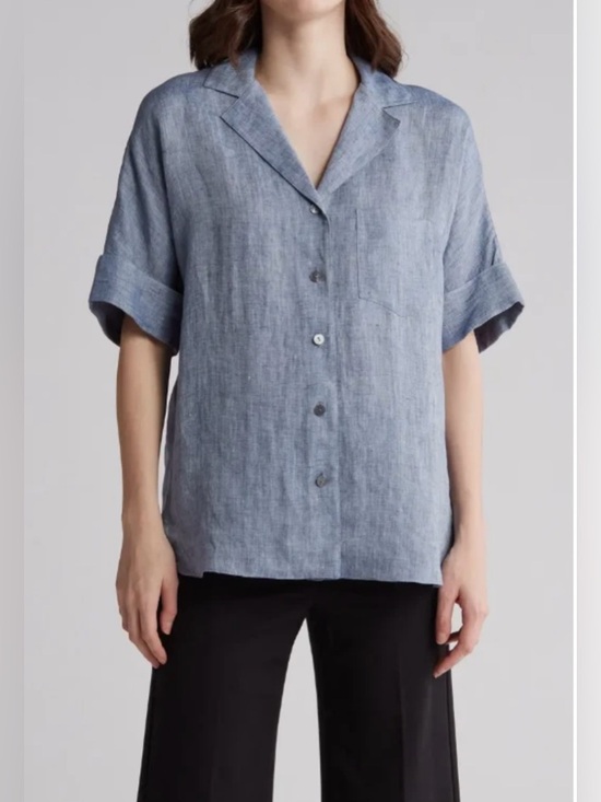 Theory Tops - Theory Light Blue Linen Button-Down Shirt